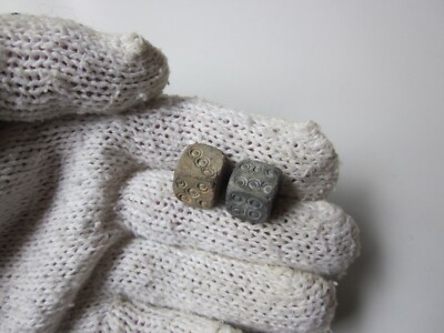 RARE ancient Roman legionnaire gambling pieces lead engraved dice I - II AD.