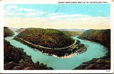Scene Hawks Nest West Virginia Midland Trail Wob Note Pm Postcard