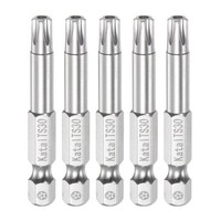 "5Stk T30 Stern 5-Punkt-Schraubendreherbit 1/4\" Sechskant 2\" Magnetisch Torx"