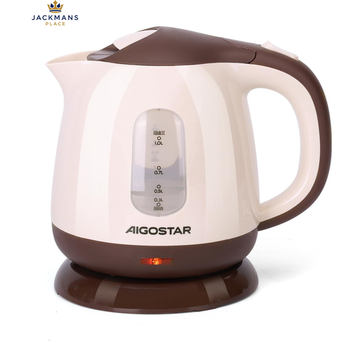 Aigostar Small Electric Kettle， 1 Litre 1100W Low 1 1 Litres, Light Brown