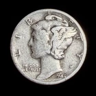 90% Silver - 1944 Mercury Dime Circulated - 28-6