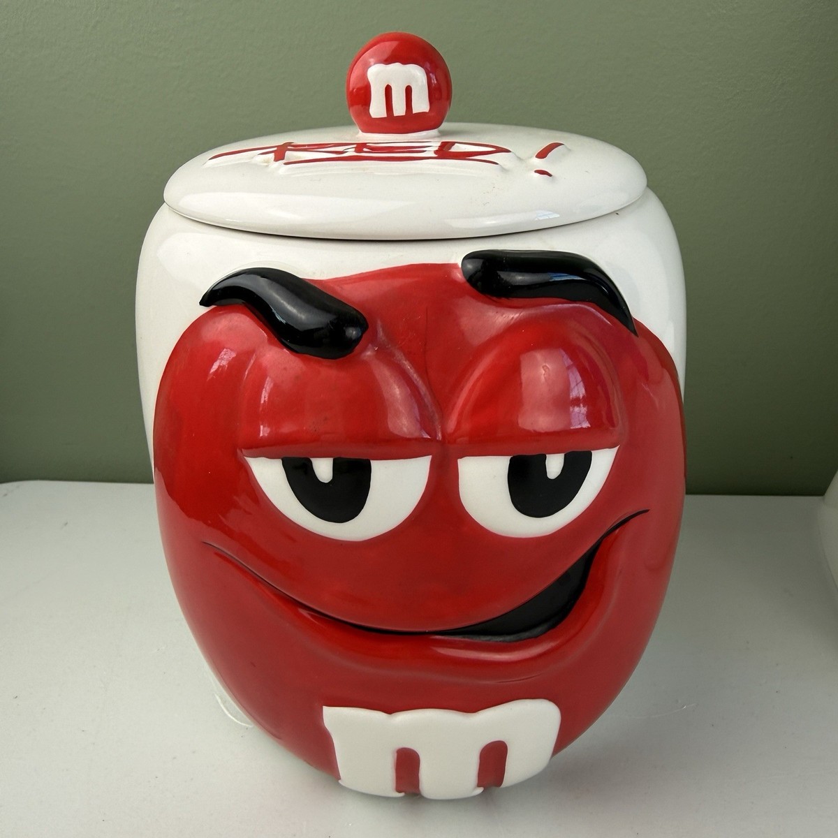Vintage M&M's Ceramic Canister Jar Set Red Yellow Green Blue +