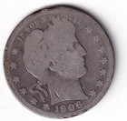 1906 Silver Barber Quarter 90% Silver Circulated Very Good Coin #1217