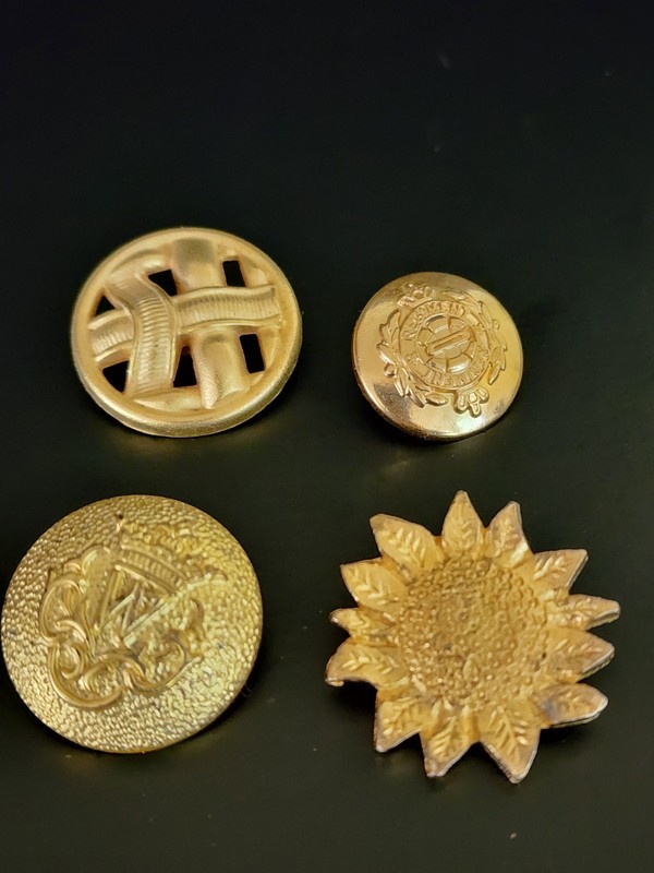 4 Large Mismatched Goldtone Shank Button.