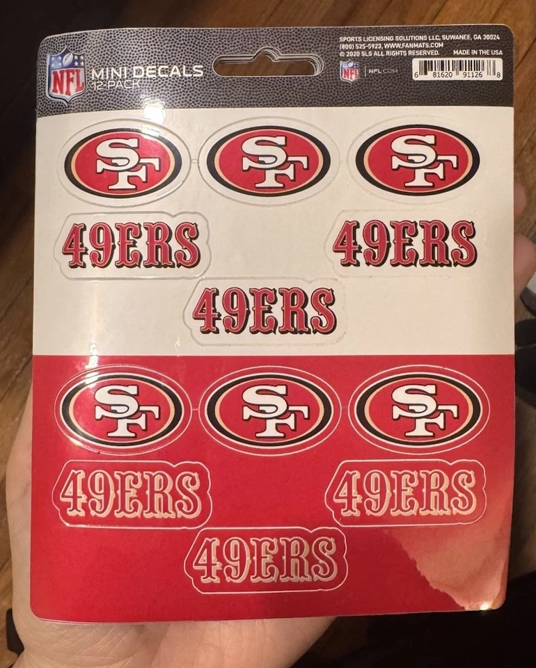TEAM PROMARK San Francisco 49ers Die Cut Mini Decals 12-Pk Sticker Sheet (12 Stickers)
