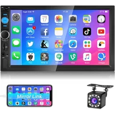 7" Double 2 DIN Car MP5 Player Bluetooth Touch Screen Stereo Radio Aux w/ Camera