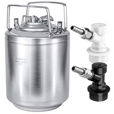 2.6 Gallon Mini Ball Lock Keg, Stainless Steel Double Ball Lock Post Corny Ke...