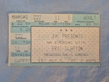 May 5-8-92 1992 Eric Clapton Ticket Stub Meadowlands Arena E Rutherford NJ
