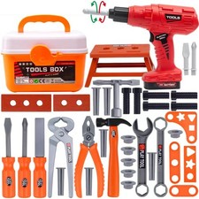 Tool Play Set,Screwdriver Toy with Box, 42pcs Electronic Toy Drill Kits, Pret...
