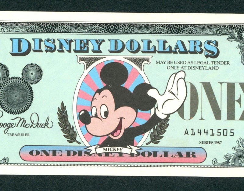$1 1987 ((CHOICE AU)) Disney Dollars Mickey ** PAPER CURRENCY AUCTIONS