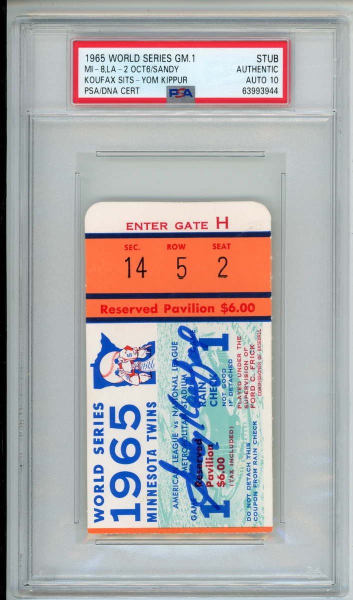 Sandy Koufax 1965 Vintage Sports Ticket Stubs for sale | eBay