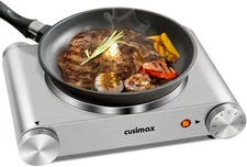 Hot Plate, CUSIMAX Electric Burner 1500W Single Burner, Silver 