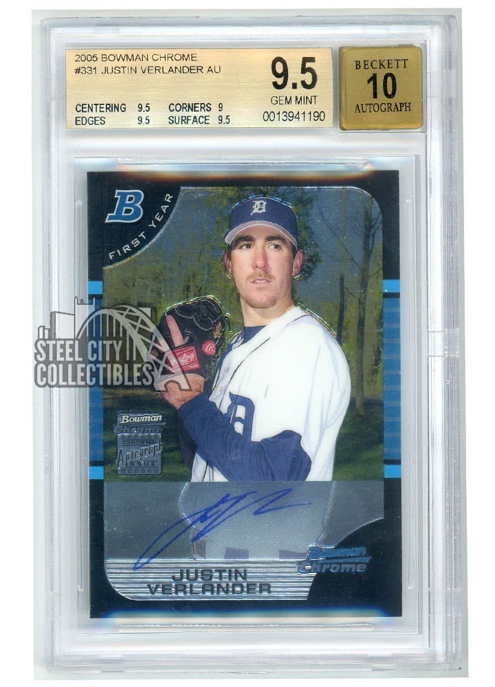 Justin Verlander 2005 Topps Bowman Chrome Rookie Auto #331 BGS 9.5 Gem Mint