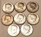 8 Silver Kennedy Half Dollars w/ 2 x 1964 & 6 x 1965-1967 40% Silver Coins