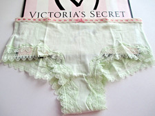 VICTORIA'S SECRET Ribbon Bow Cotton Cheeky Panty VS Green S M L XL Lace Trim NWT