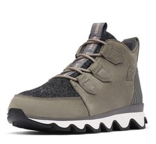 Sorel Women's Kinetic Caribou Waterproof Boot Quarry Snow Gray Brown 9 Lace