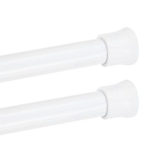 2Pcs White Tension Curtain Rod 7 to 10" 0.5" Dia Thin Adjustable Spring Rod 