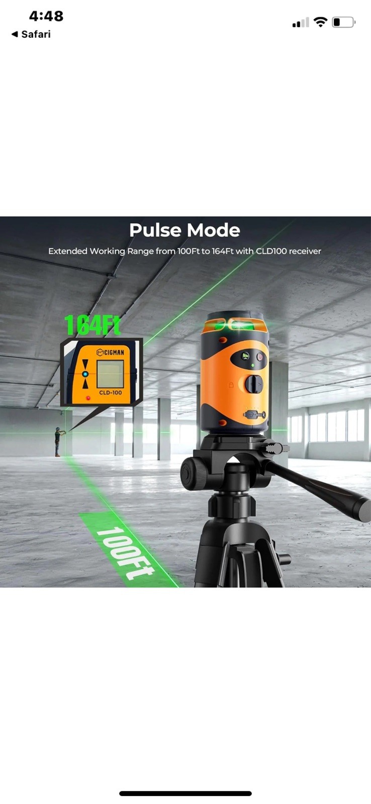 CIGMAN 360° Laser Level with Tripod, 100Ft Self Leveling Cross Line Laser W/ Bag