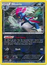 Weavile 61/114 Rare Steam Siege Pokemon Reverse Holo Lightly Played