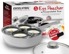 Stainless Steel Egg Poacher With Nonstick Cups And Stay Cool Handle 4 Cups