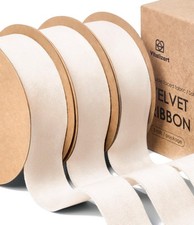 Ivory White Velvet Ribbon 1 Inch x 15 Yds Double Faced Cream