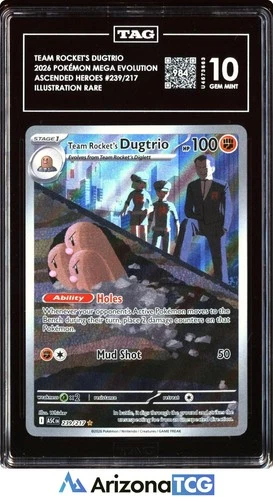 Pokemon 2026 Team Rocket's Dugtrio 239/217 IR Ascended Heroes GEM MINT TAG 10