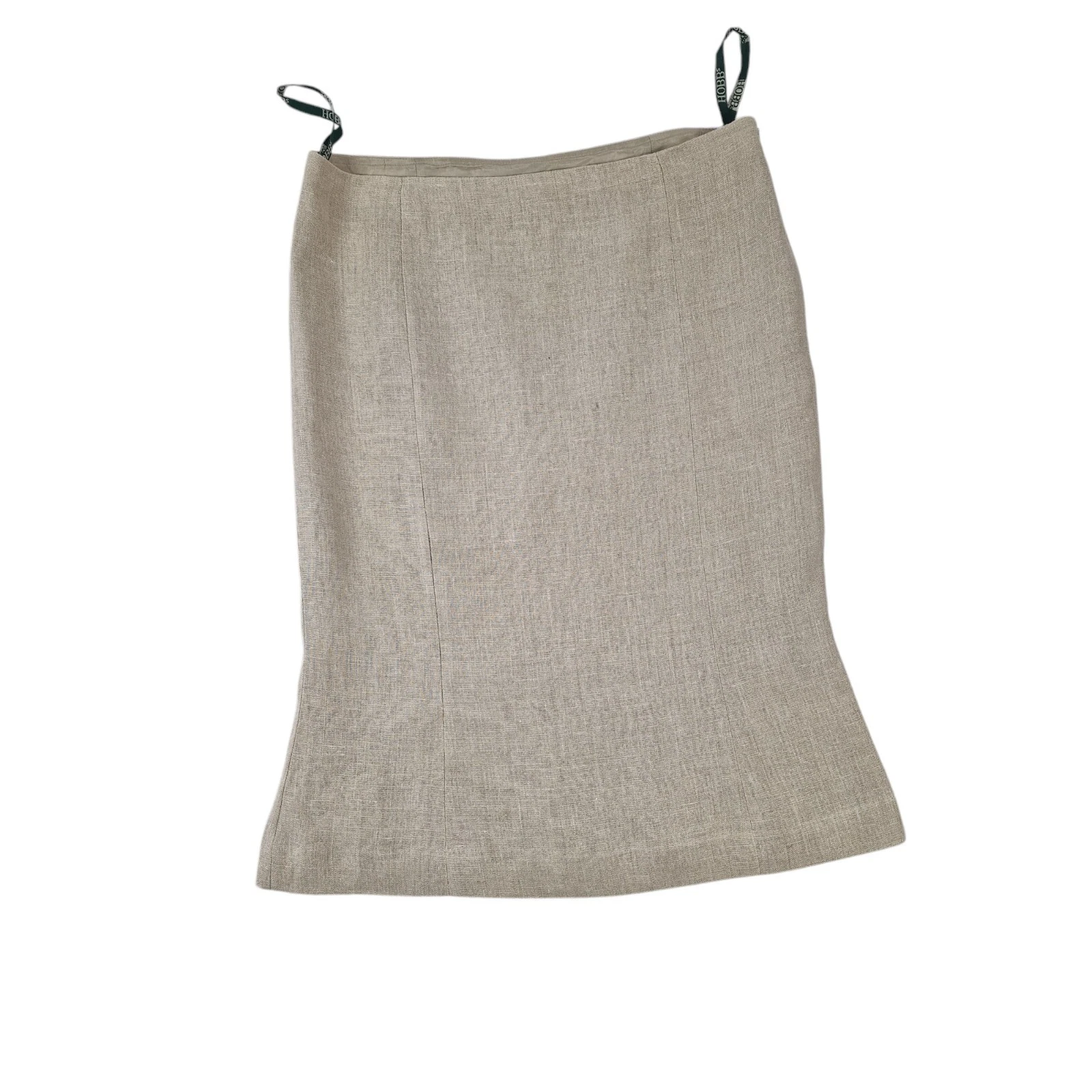 Hobbs Linen Skirt UK 14 Beige Midi Vintage Made In England