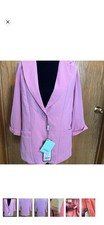 CSSPRING Pink Blazer Women's L Notch Lapel One-Button Single-Breasted