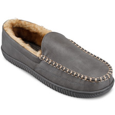 Haggar Men's Smooth Venetian Indoor/Outdoor Slipper Size XL In Gray Memory Foam