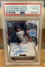 Justyn-Henry Malloy PSA 10  -2023 1st Bowman Chrome Prospect Autograph