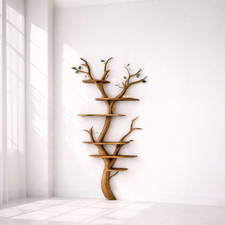 Tree Bookshelf Modern Rustic Solid Wood Multi...