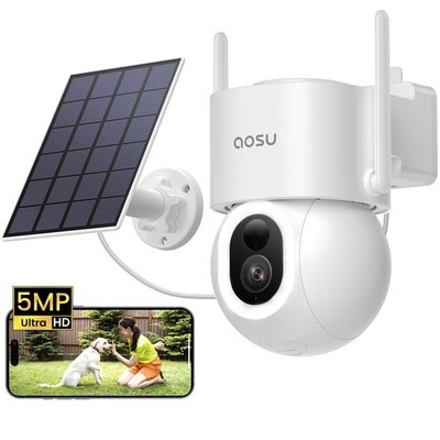 aosu 3K 5MP Überwachungskameras Outdoor kabellos, Solar 1er Pack, weiß 
