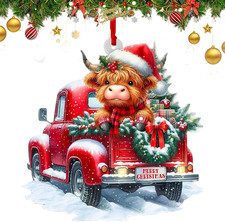 Funny Christmas Ornaments 2024 - Highland Cow Decorations for Christmas Tree, Co
