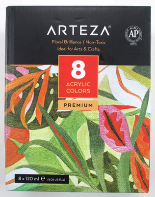 Arteza Acrylic Paint, Set of 8 Floral Brilliance Colors 4.06oz Tubes - New