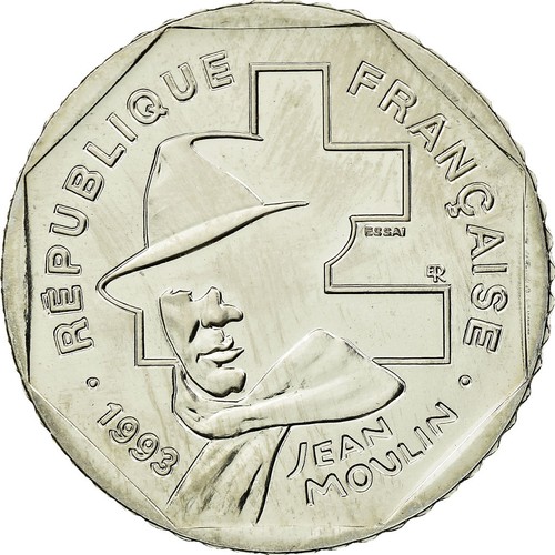 [#456969] Munten, Frankrijk, Jean Moulin, 2 Francs, 1993, ESSAI, FDC, Nickel, KM - Afbeelding 1 van 2