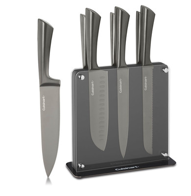Cuisinart Classic Stainless Steel 8-Piece Cutlery Set Magnetic Block Acrylic Sid