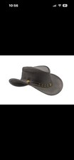 Men and Women Black Genuine Leather Cowboy Western Hat