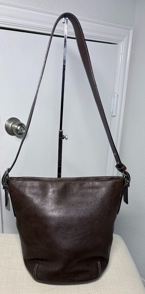Coach Vintage Brown Leather Bucket Shoulder Bag 9133 Y2K Legacy Hobo Purse