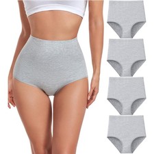 Damen Unterhosen Baumwolle Slip Hoch Taille 4...