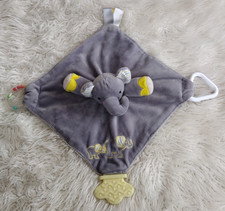 Stephen Baby Gray Yellow Elephant Baby Security Blanket Lovey Rattle Chewbies