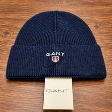 Gant Navy Knit Logo Beanie Hat One Size  Brand New Unisex