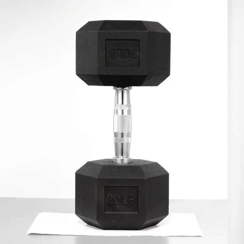 Hex Dumbbells Rubber Coated Cast Iron Weight Training Home Gym Strength Fitness - Image 2 of 4