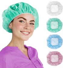 Green Disposable Bouffant Caps Medical, 24 Inch. Pack of 100 Disposable Hair ...