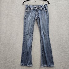 Miss Me Women Jeans 26 Blue Denim Embroidered JP5009-3 Bootcut Rhinestone