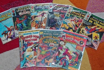 Marvel Team-Up Spider-Man Vintage Comics Job Lot x 9 Dr.Strange Werewolf Wasp
