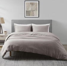 Linen Duvet Cover Set - French Linen Cotton Blend Natural Soft Bedding 3pcs Set