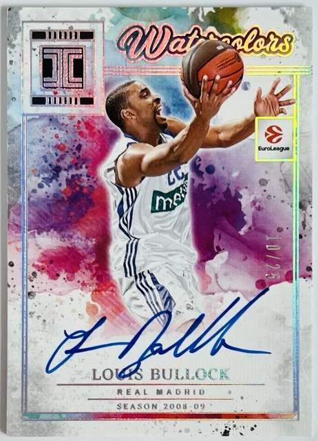 LOUIS BULLOCK 2025-26 Impeccable EuroLeague Watercolors On Card AUTO Madrid /25