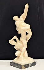 Vintage Ratto della Sabina Sculpture, Black Marble Base by Gino Ruggeri 9” ITALY