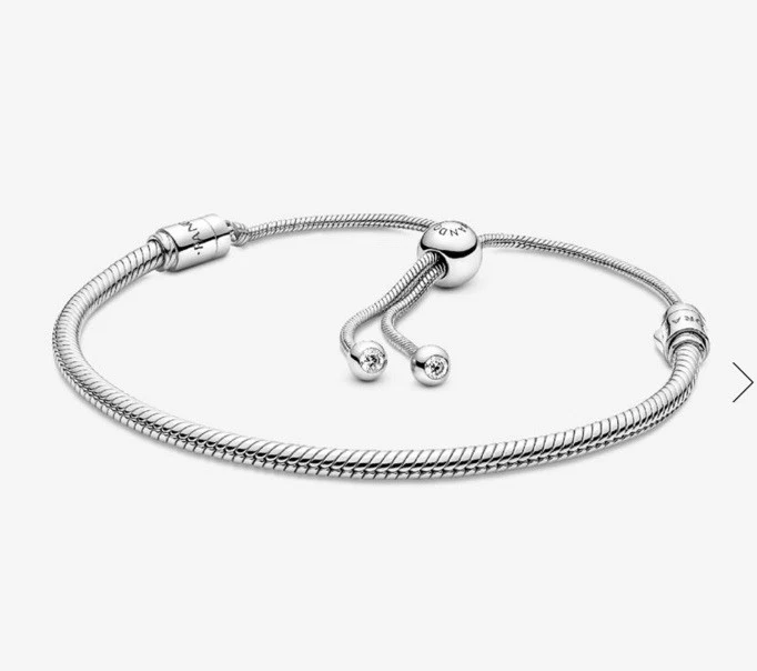 Pandora Moments Sterling Silver Snake Chain Slider Bracelet 599652C01 - Image 2 of 4