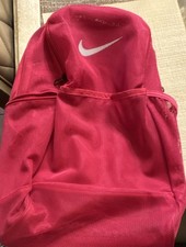 Nike Pink Unisex Kids Backpack Mesh Panel Zip Closure Adjustable Straps Pockets